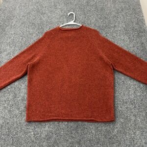 Sundance Sweater Mens L Orange Wool Lambswool Roll Neck Casual Boho Rustic
